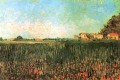 Farmhouses in a Wheat Field Near Arles Vincent van Gogh scenery
